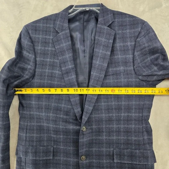 Brooks Brothers Regent Sport Coat Mens 44L Blue Plaid Reda 100% Wool Blazer